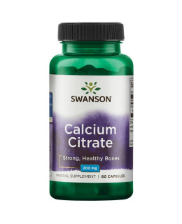 Swanson Calcium Citrate (Vápník Citrát), 200 mg, 60 kapslí
