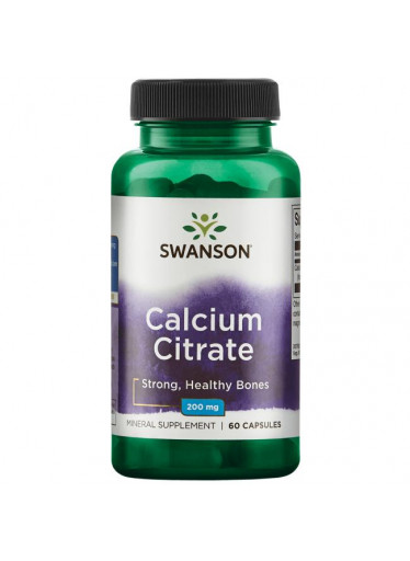 Swanson Calcium Citrate (Vápník Citrát), 200 mg, 60 kapslí