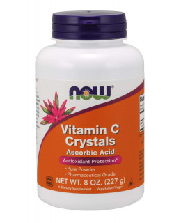 NOW Vitamin C Crystals, kyselina askorbová bez GMO, čistý prášek, 227 g