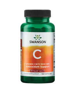 Swanson Vitamin C + Extrakt z Šípků, 500 mg, 100 kapslí - EXPIRACE 10/22