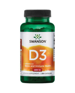 Swanson Vitamin D3 400 IU, 250 kapslí - EXPIRACE 4/22