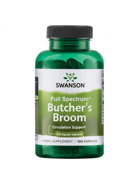 Swanson Butcher's Broom (Listnatec pichlavý), 470 mg, 100 kapslí