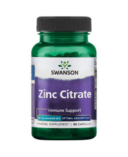 Swanson Zinc Citrate, Zinek Citrát, 50 mg, 60 kapslí