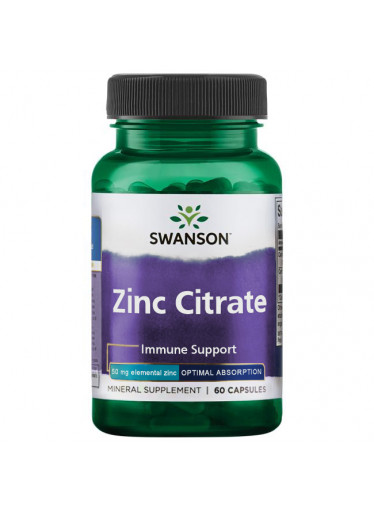 Swanson Zinc Citrate, Zinek Citrát, 50 mg, 60 kapslí