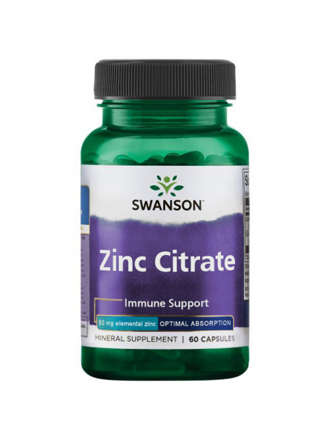Swanson Zinc Citrate, Zinek Citrát, 50 mg, 60 kapslí