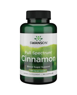 Swanson Full Spectrum Cinnamon 375 mg (širokospektrální přípravek ze skořice), 180 kapslí