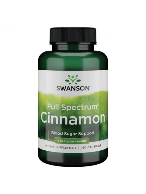 Swanson Full Spectrum Cinnamon 375 mg (širokospektrální přípravek ze skořice), 180 kapslí