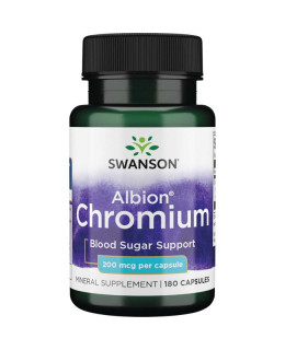 Swanson Chromium Chelated (chrom v chelátové vazbě), 200 mcg, 180 kapslí