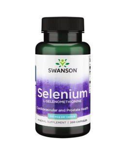 Swanson Selenium (L-selenomethionine), 100 mcg, 200 kapslí