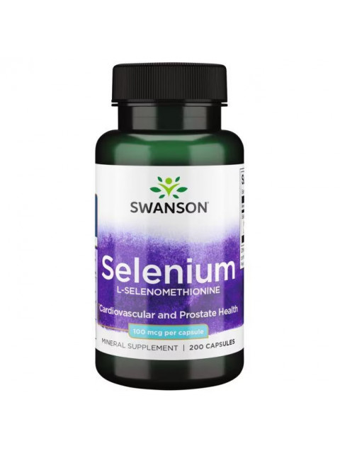 Swanson Selenium (L-selenomethionine), 100 mcg, 200 kapslí